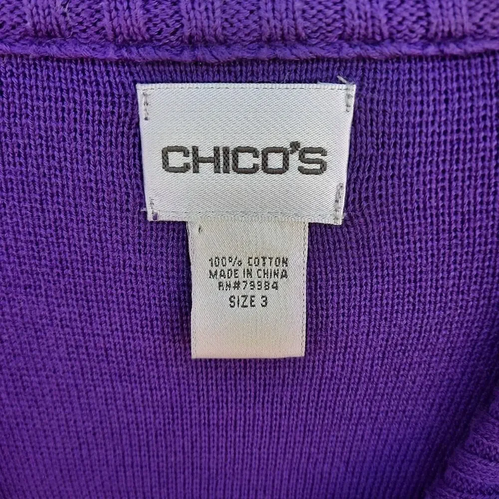 Chico's royal purple knit button down cardigan sweater women's size 3 (XL)